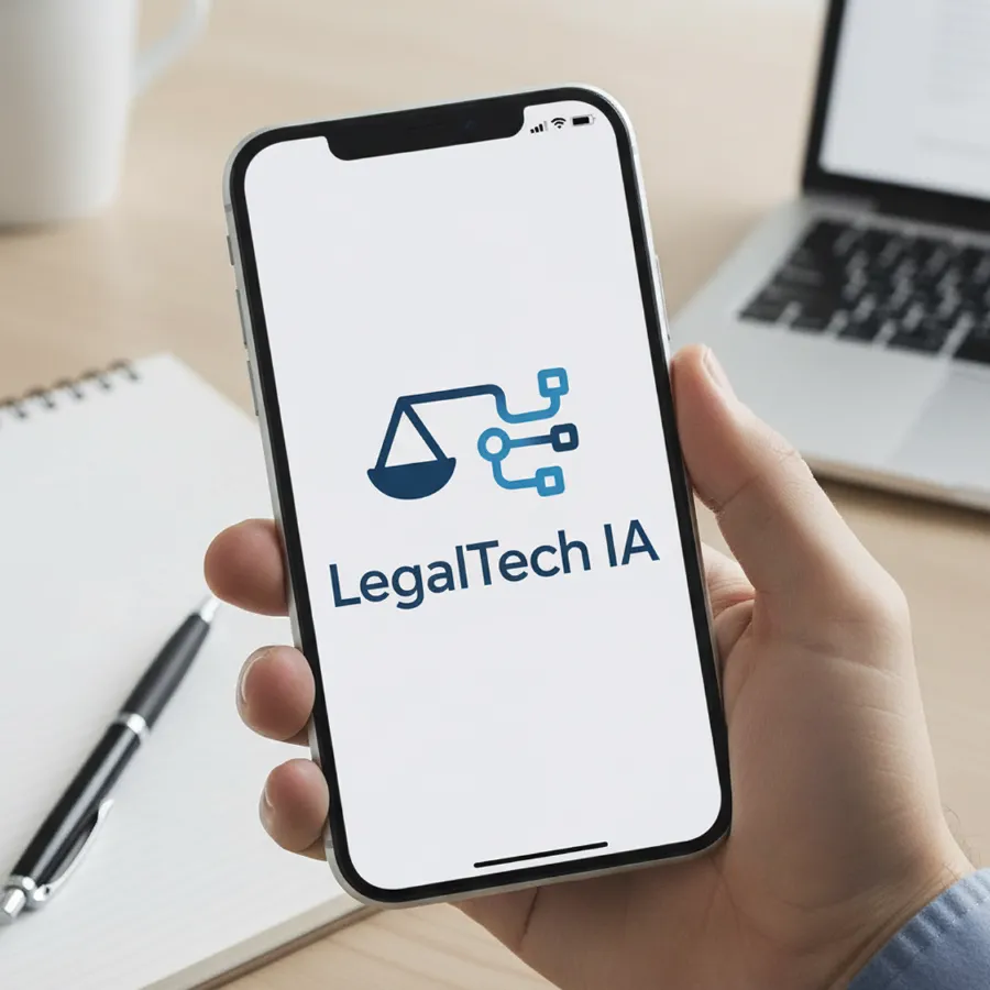 Mokup App Aplicación Legaltech IA del despacho abierta en un móvil